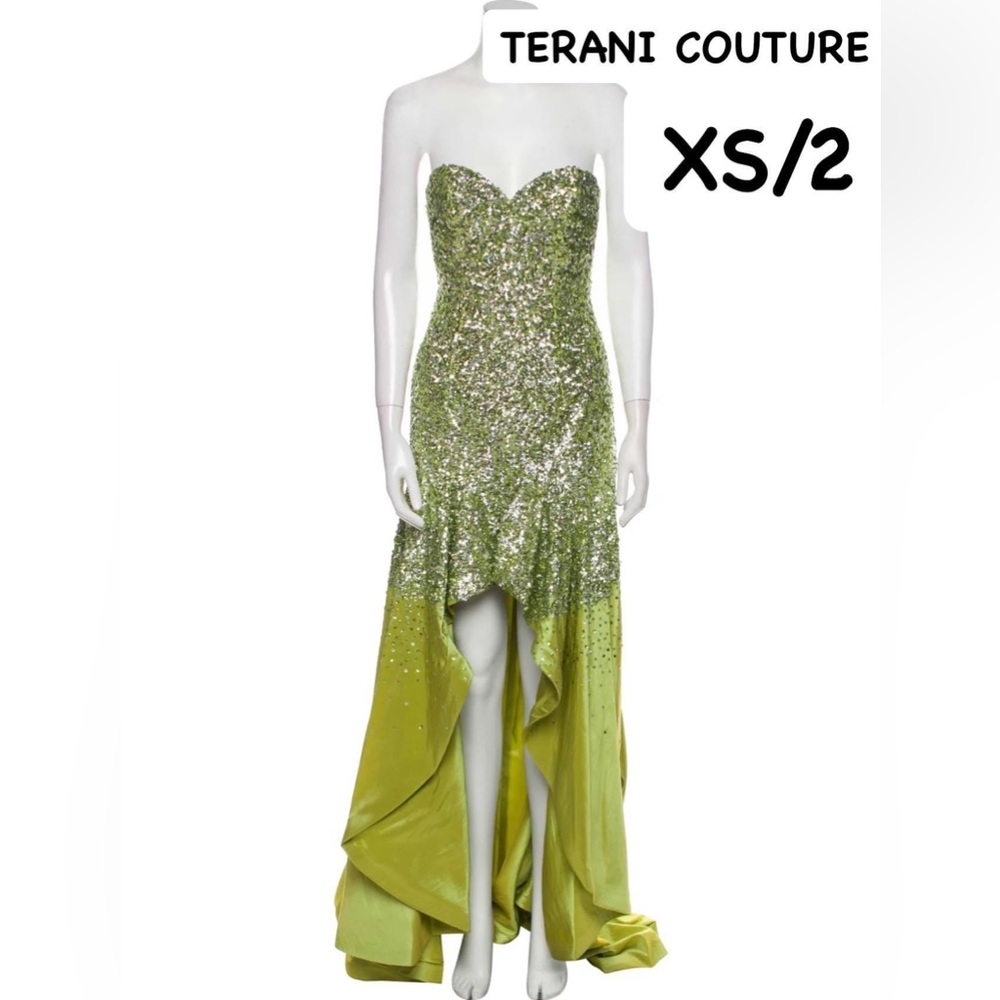 TERANI COUTURE Strapless Evening Gown